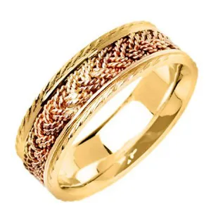 14K or 18K Two-Tone Gold Hand Braided Ring