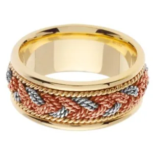 14K or 18K Yellow and Tri-Color Center Gold Braided Ring
