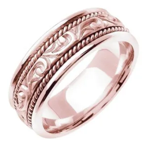 14K Rose or White/Rose Celtic Design With Cord Braid
