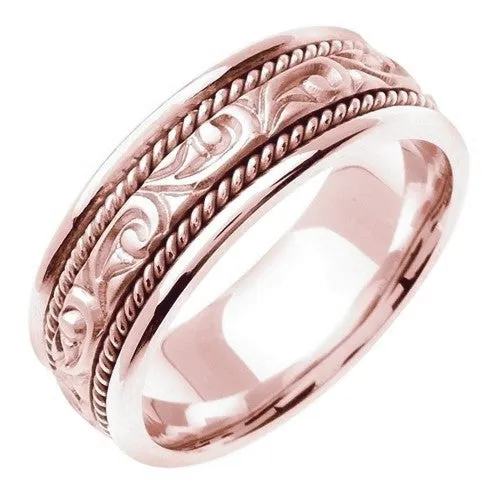 14K Rose or White/Rose Celtic Design With Cord Braid