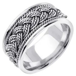 14k Titanium/White Gold 7 Strands Hand Braided Ring Band