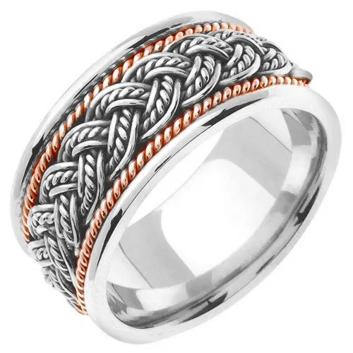 14k Titanium/White Gold 7 Strands Hand Braided Ring Band