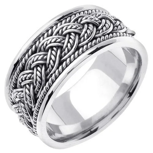 14k Titanium/White Gold 7 Strands Hand Braided Ring Band