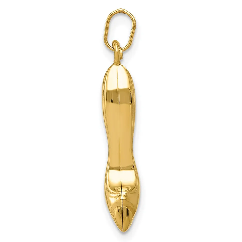 14k Yellow Gold 3D High Heel Shoe Charm