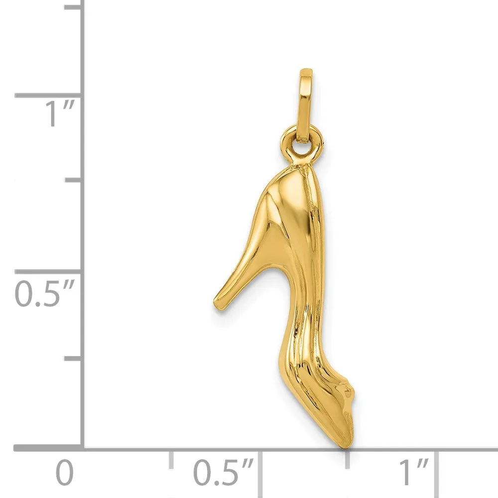 14k Yellow Gold 3D High Heel Shoe Charm
