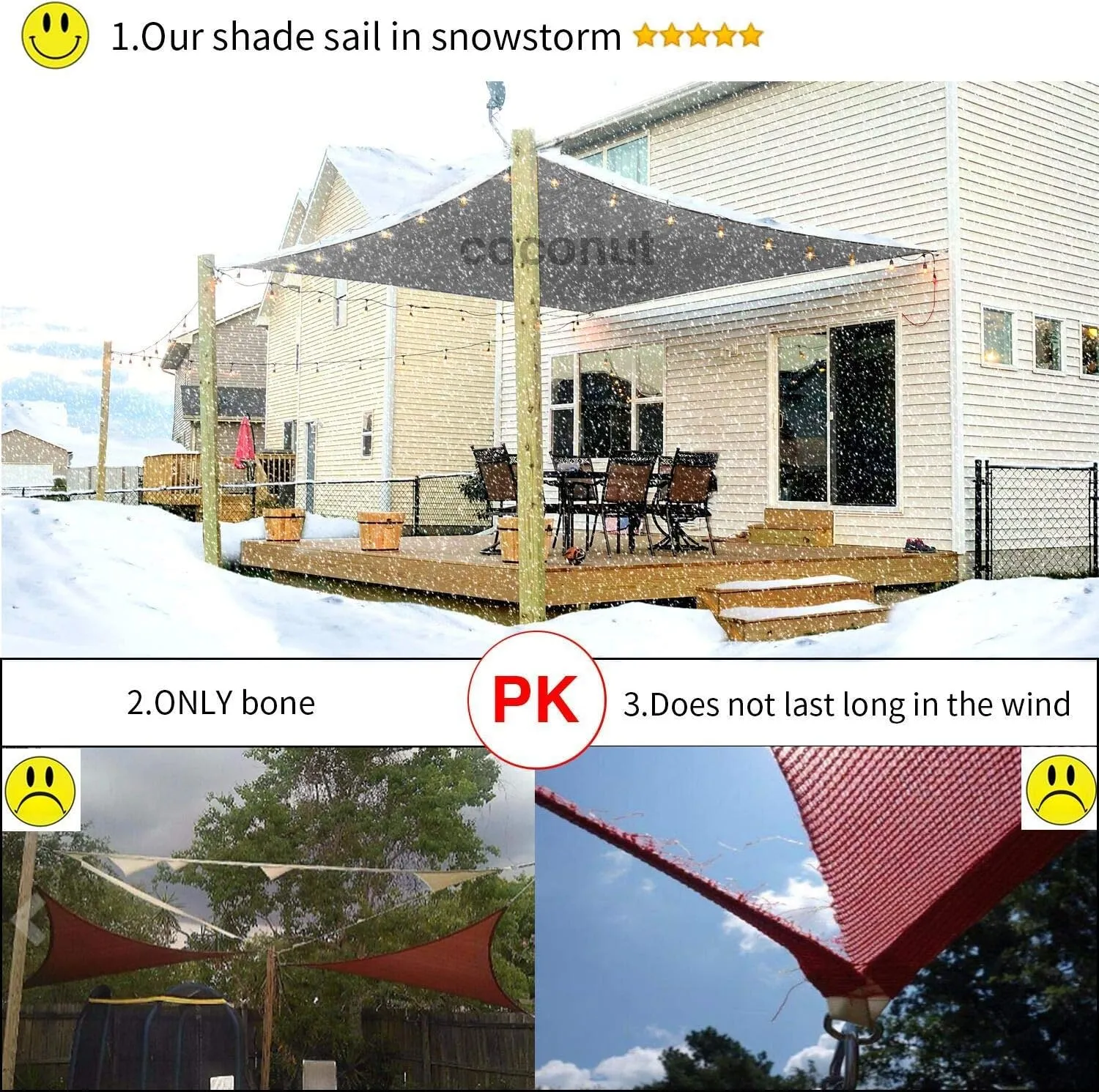 16'x'16' Rectangle Patio Sun Shade Sail（Grey Color）