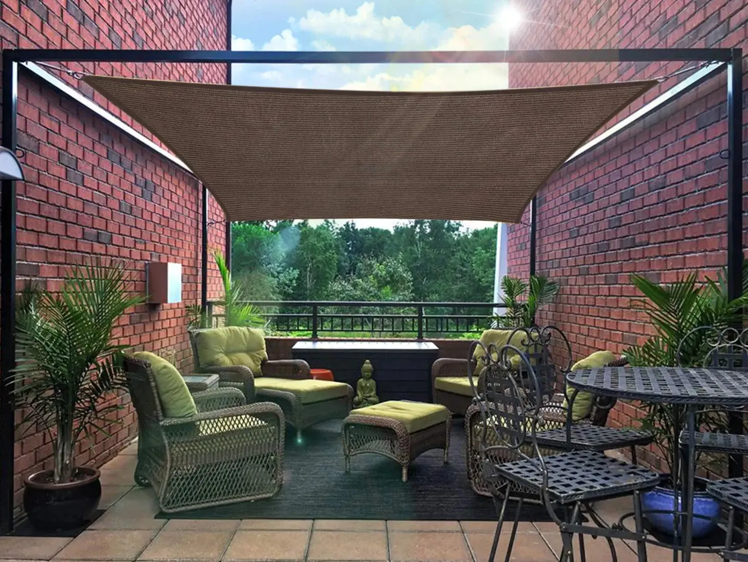 16'x26' Rectangle Patio Sun Shade Sail（Brown Color）