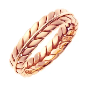 18K Rose or White Hand Braided Ring Band