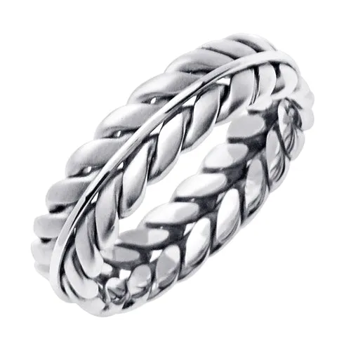18K Rose or White Hand Braided Ring Band