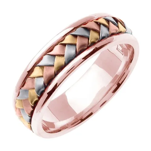 18k Rose/Rose/Tri-color Gold Wedding Band for Men and Women