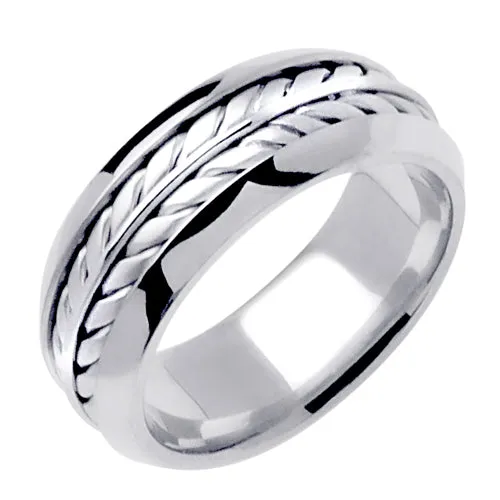 18K White or Rose Hand Braided Ring Band