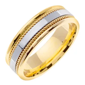 18K Yellow/White or Rose/White Gold Hand Braided Cord Ring
