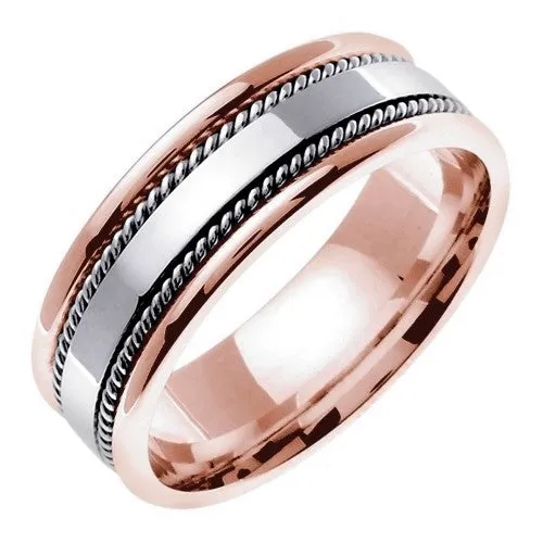 18K Yellow/White or Rose/White Gold Hand Braided Cord Ring