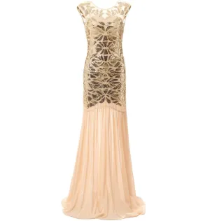1920s Fashion Long Flapper Dress Great Gatsby Dowton Abbey Evening Gown|JaosWish