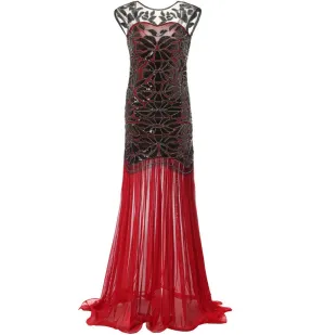 1920s Style Flapper Great Gatsby Long Dresses Art Deco Wedding Dress|JaosWish