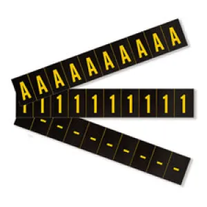 1" Character Height Yellow on Black APWA Outdoor Numbers and Letters