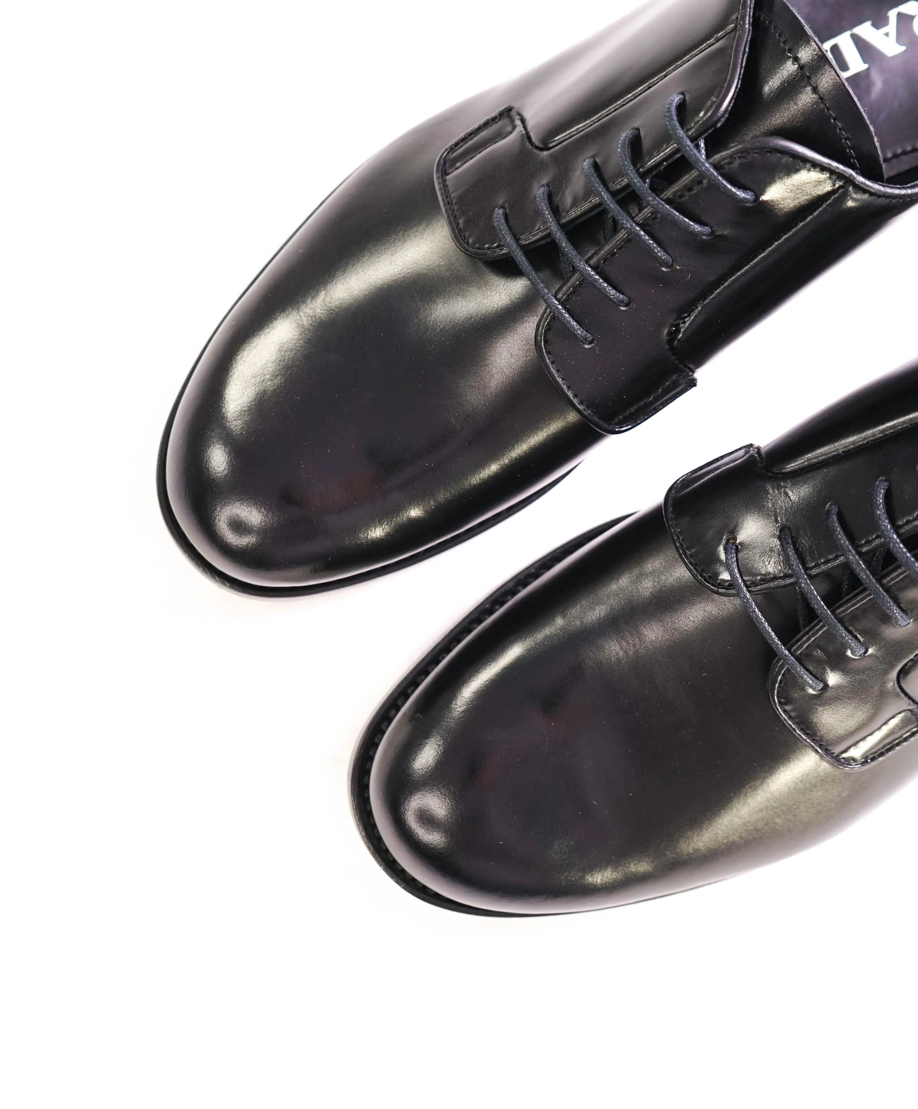 $950 PRADA - Black Brushed Leather Oxfords - 8 US (7 Prada)