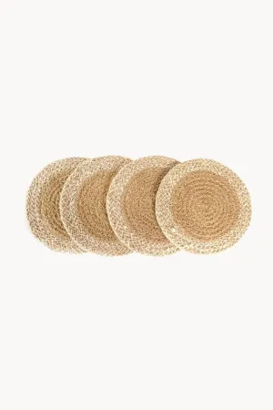 Agora Hand-Braided Jute Coasters - Natural (Set of 4)