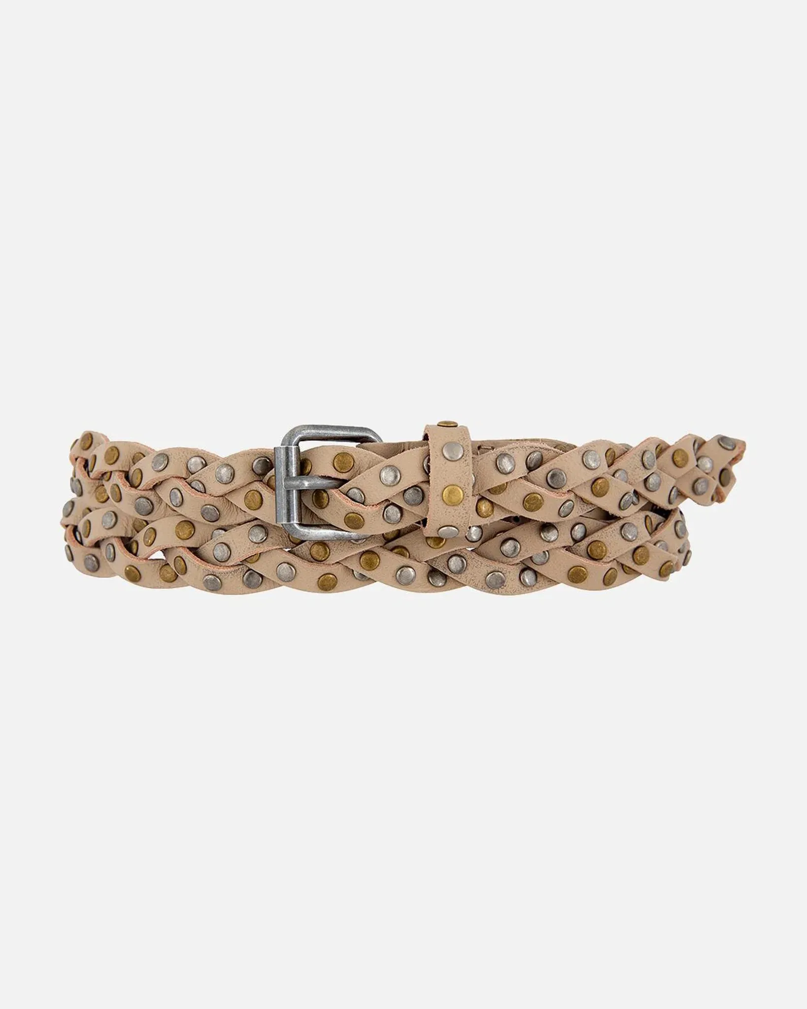 Amara l Skinny Braided Belt with Studs