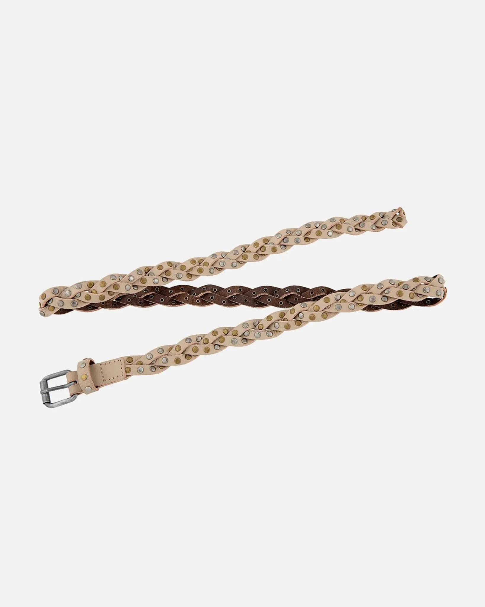 Amara l Skinny Braided Belt with Studs