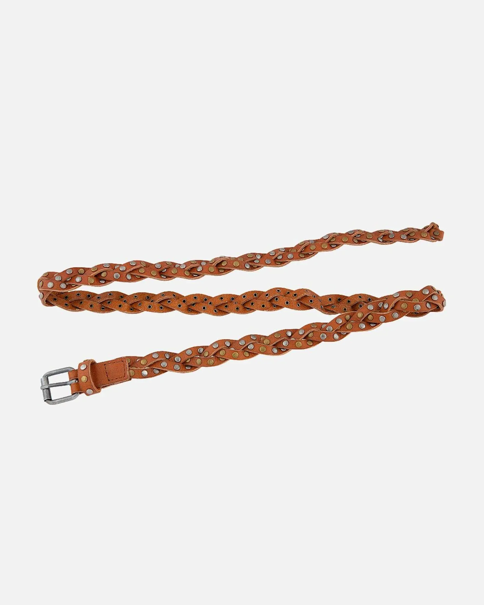 Amara l Skinny Braided Belt with Studs