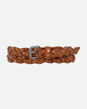 Amara l Skinny Braided Belt with Studs