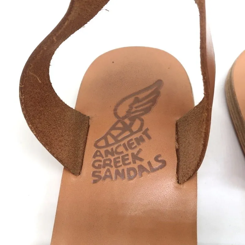 Ancient Greek Sandals Agni Ankle Strap Sandals Brown Braided Leather Size 38