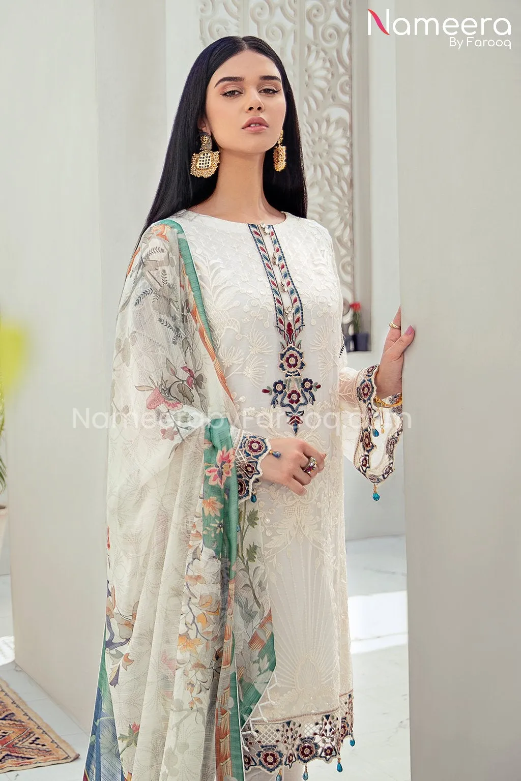 Asim Jofa Pakistani White Dress Latest Online #PF106