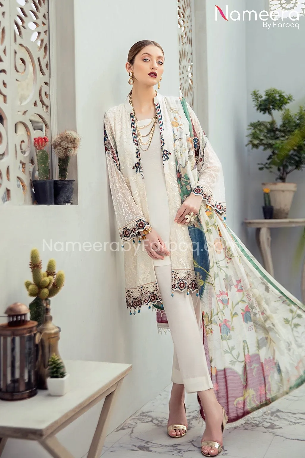 Asim Jofa Pakistani White Dress Latest Online #PF106