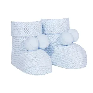 Baby Blue Pom Pom Booties