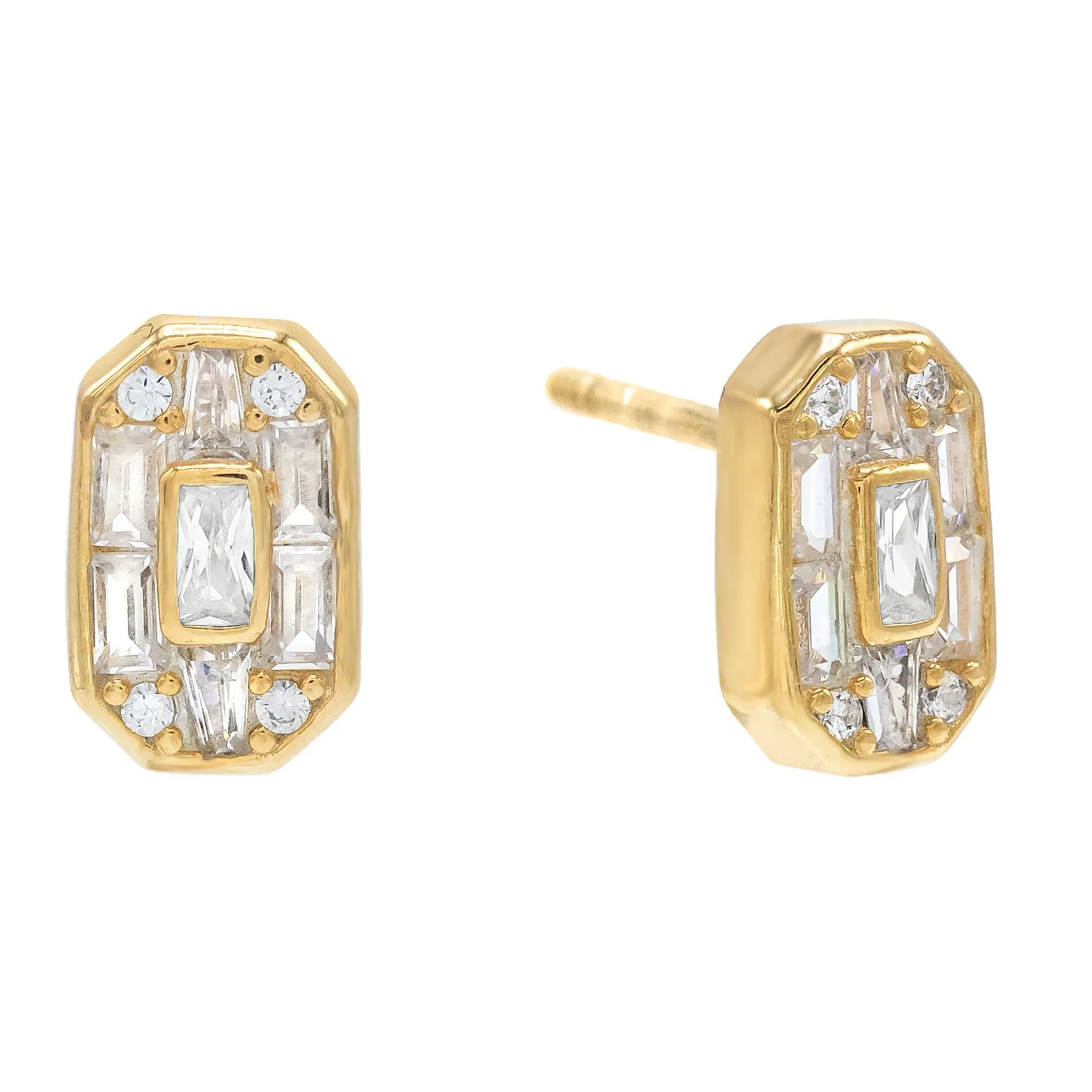 Baguette Stone Stud Earring