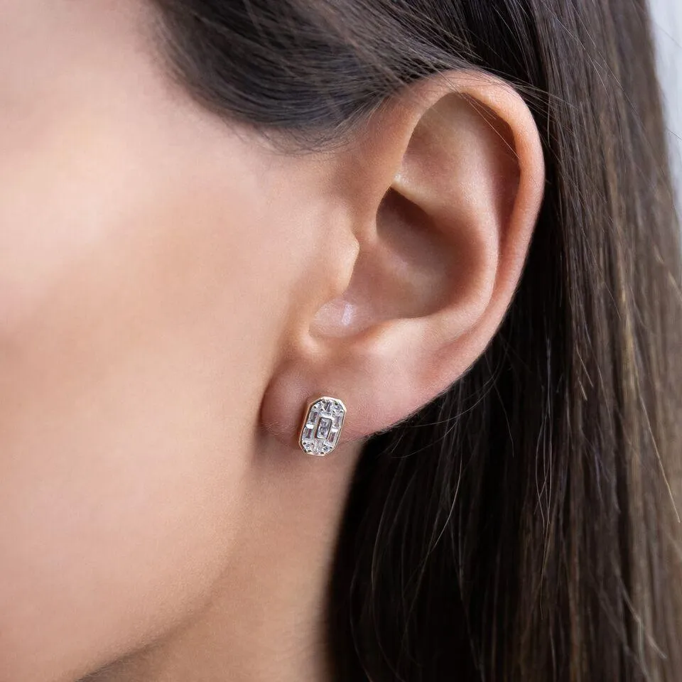 Baguette Stone Stud Earring
