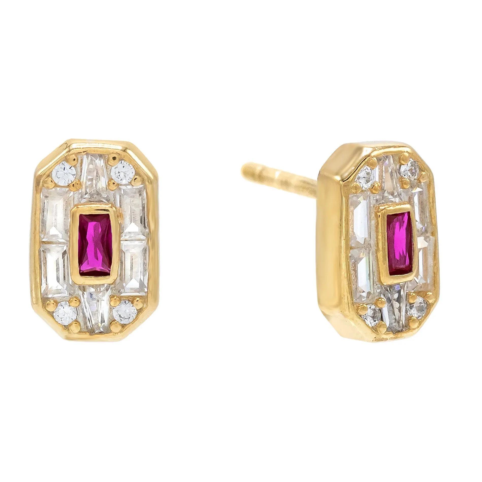 Baguette Stone Stud Earring