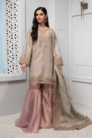 Beautiful Pakistani gharara dress in lavish beige color # P2239