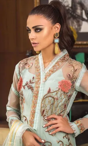 Beautiful Pakistani party wear dress in light green color # P2215