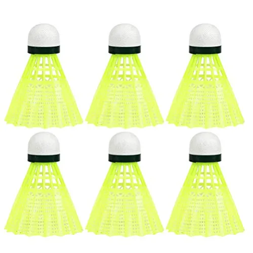 BESPORTBLE 6pcs Nylon Badminton Shuttlecocks Badminton Birdies Balls for Kids Adult Indoor Outdoor Sports Activities Yellow