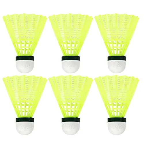 BESPORTBLE 6pcs Nylon Badminton Shuttlecocks Badminton Birdies Balls for Kids Adult Indoor Outdoor Sports Activities Yellow