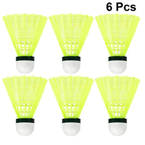 BESPORTBLE 6pcs Nylon Badminton Shuttlecocks Badminton Birdies Balls for Kids Adult Indoor Outdoor Sports Activities Yellow