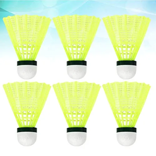 BESPORTBLE 6pcs Nylon Badminton Shuttlecocks Badminton Birdies Balls for Kids Adult Indoor Outdoor Sports Activities Yellow