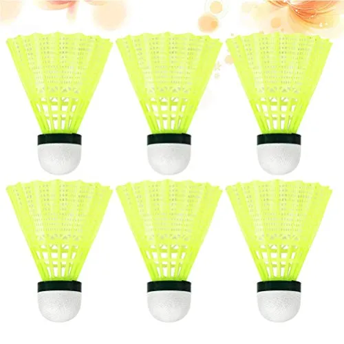 BESPORTBLE 6pcs Nylon Badminton Shuttlecocks Badminton Birdies Balls for Kids Adult Indoor Outdoor Sports Activities Yellow