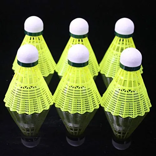 BESPORTBLE 6pcs Nylon Badminton Shuttlecocks Badminton Birdies Balls for Kids Adult Indoor Outdoor Sports Activities Yellow