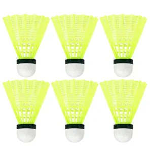 BESPORTBLE 6pcs Nylon Badminton Shuttlecocks Badminton Birdies Balls for Kids Adult Indoor Outdoor Sports Activities Yellow