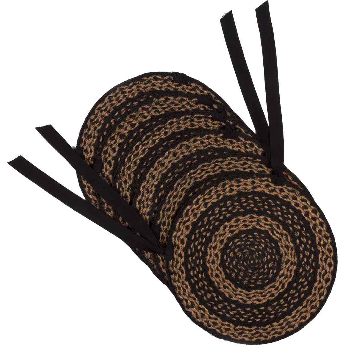 Black & Tan Jute Chair Pad - Set of 6