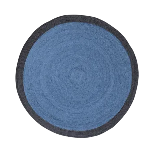 Black and Blue Round Jute Rug