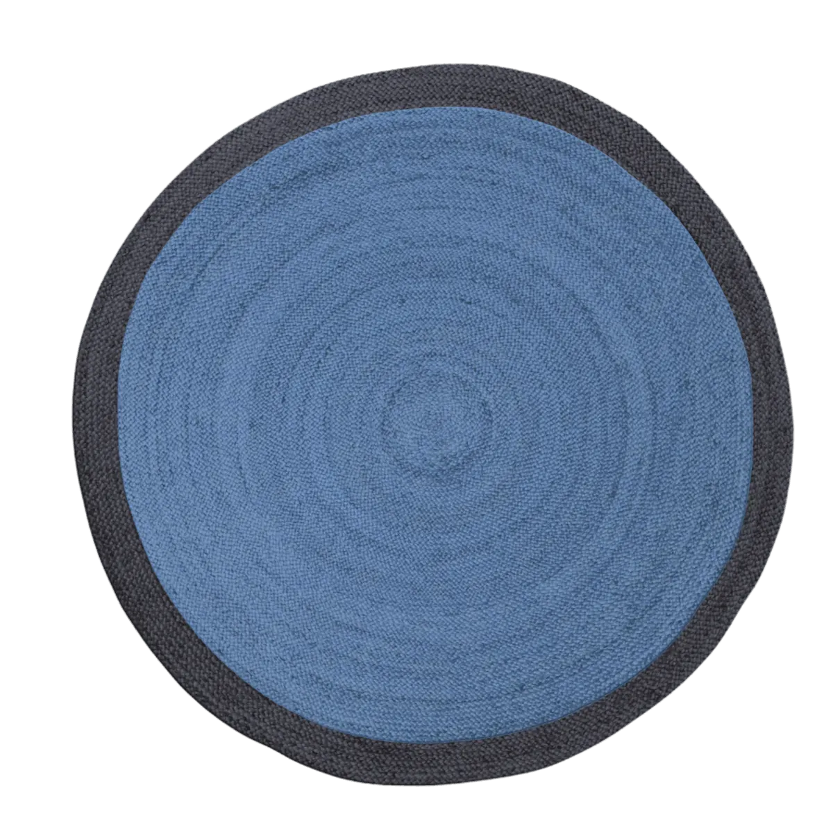 Black and Blue Round Jute Rug