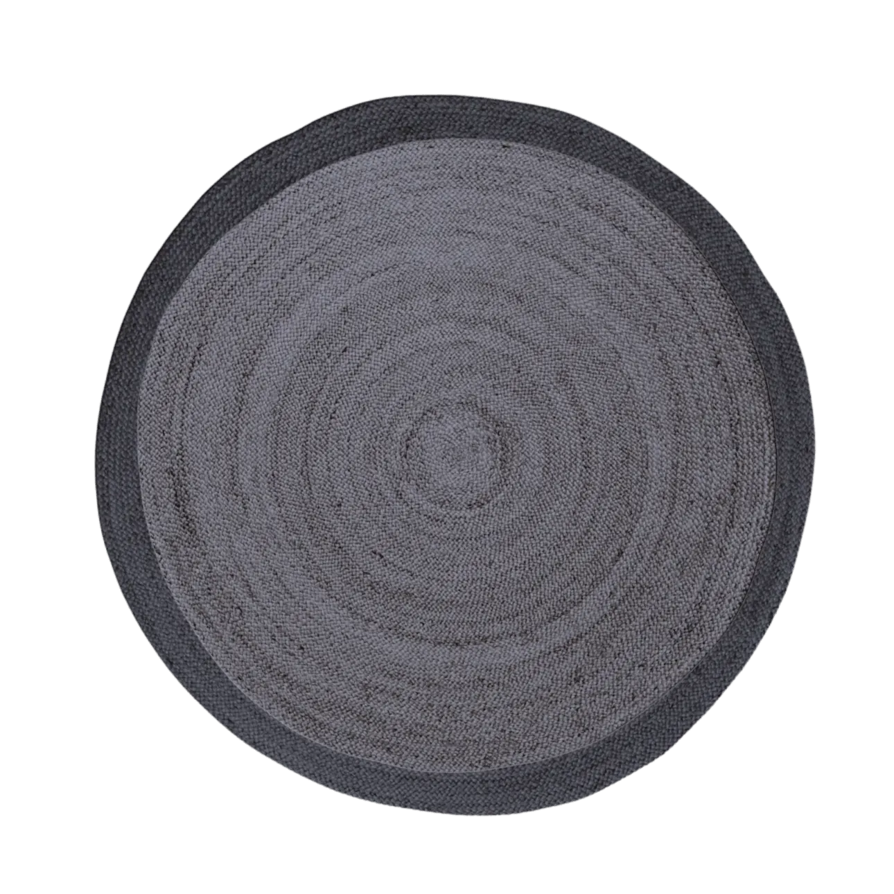 Black and Gray Round Jute Rug