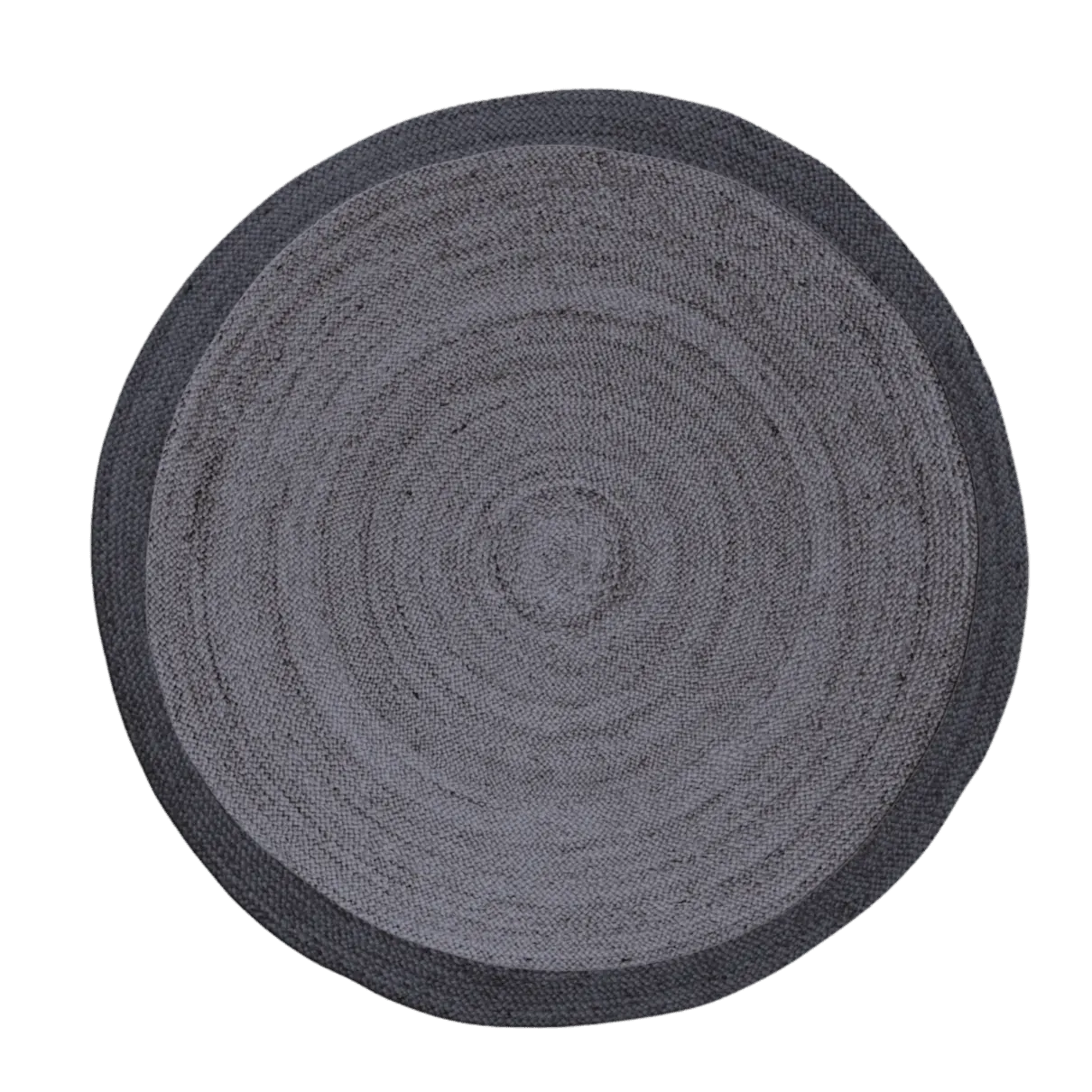 Black and Gray Round Jute Rug