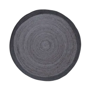 Black and Gray Round Jute Rug