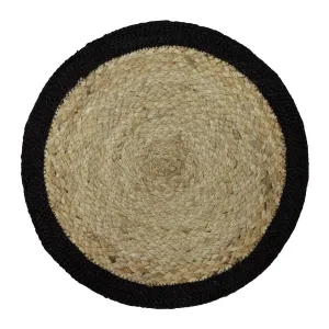 Black Trim Braided Jute Placemats - Set of 10