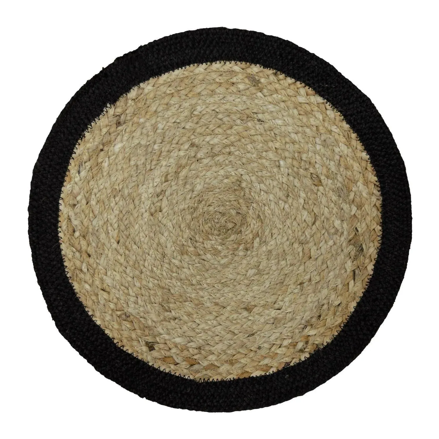 Black Trim Braided Jute Placemats - Set of 10